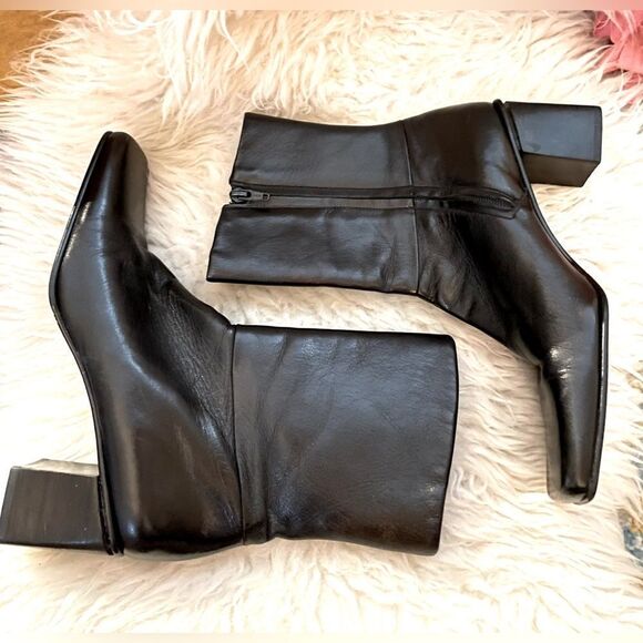 90s Etienne Aigner Impact Ankle Boots Square Toe Black Leather 8.5 N - Picture 4 of 9